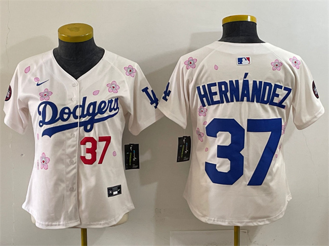 Women's Los Angeles Dodgers #37 Teoscar Hernández Cream 2025 Tokyo Series Limited Stitched Baseball Jersey(Run Small) Women's Los Angeles Dodgers #37 Teoscar Hernández Cream 2025 Tokyo Series Limited Stitched Baseball Jersey(Run Small)